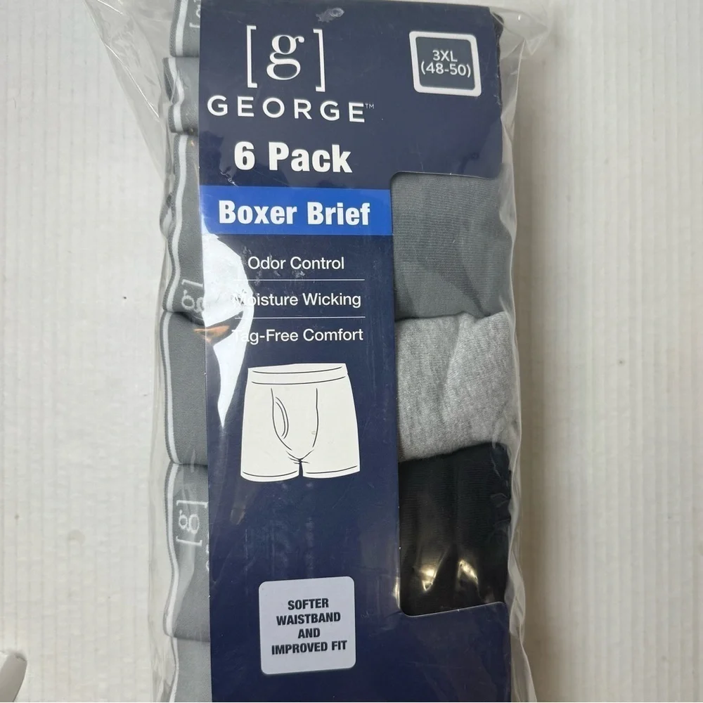 George Men's Regular Leg Boxer Briefs, 6-Pack